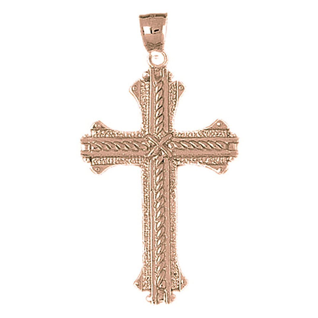 10K, 14K or 18K Gold Roped Cross Pendant