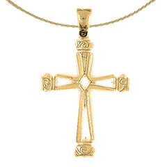 10K, 14K or 18K Gold Vine Cross Pendant