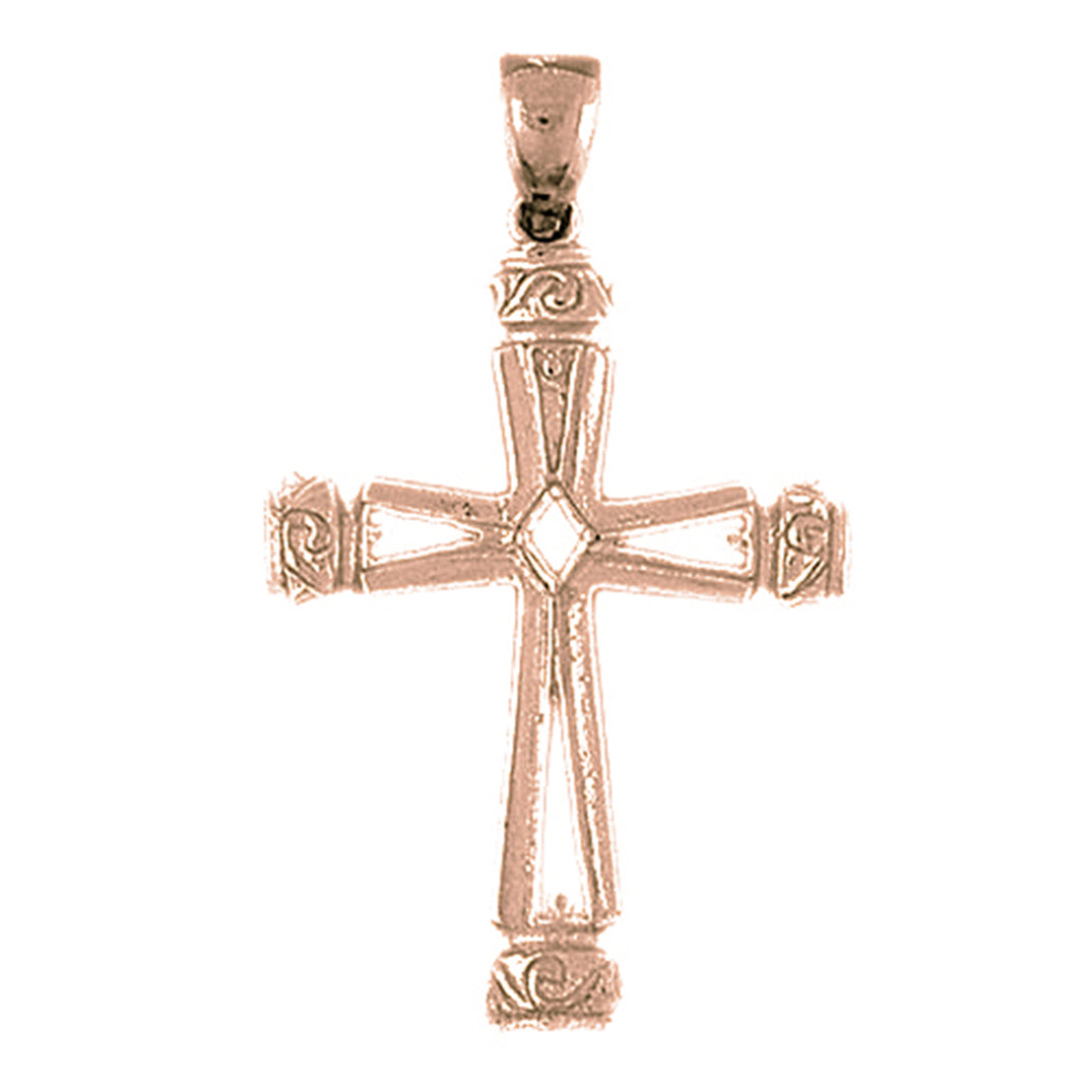 10K, 14K or 18K Gold Vine Cross Pendant