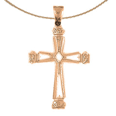 10K, 14K or 18K Gold Vine Cross Pendant