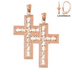 14K or 18K Gold Vine Cross Earrings