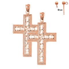 14K or 18K Gold Vine Cross Earrings