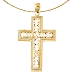 10K, 14K or 18K Gold Vine Cross Pendant