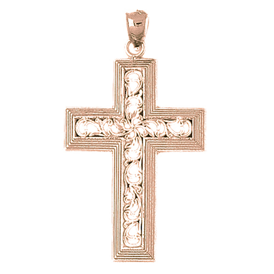 10K, 14K or 18K Gold Vine Cross Pendant