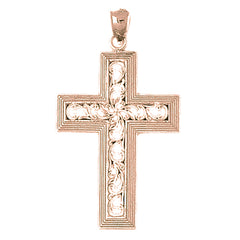 10K, 14K or 18K Gold Vine Cross Pendant