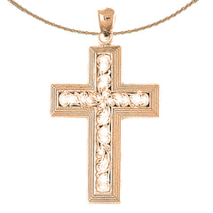 10K, 14K or 18K Gold Vine Cross Pendant