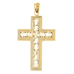 10K, 14K or 18K Gold Vine Cross Pendant