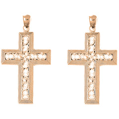 14K or 18K Gold 47mm Vine Cross Earrings