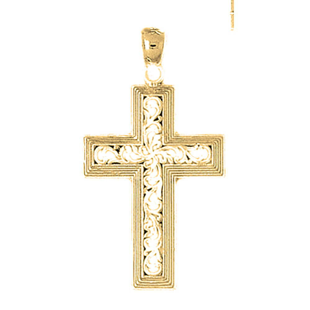 10K, 14K or 18K Gold Vine Cross Pendant