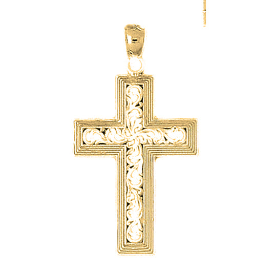 10K, 14K or 18K Gold Vine Cross Pendant