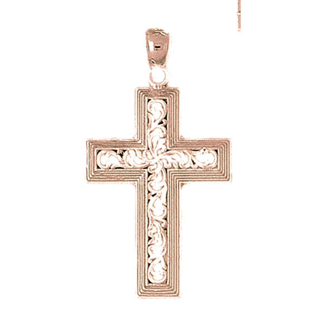 10K, 14K or 18K Gold Vine Cross Pendant