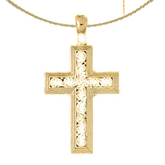 10K, 14K oder 18K Gold Weinreben-Kreuz-Anhänger