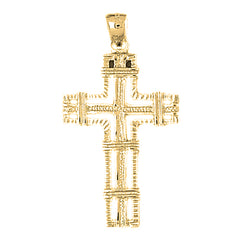 10K, 14K or 18K Gold Roped Cross Pendant