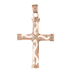 10K, 14K or 18K Gold Roped Cross Pendant