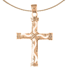 10K, 14K or 18K Gold Roped Cross Pendant