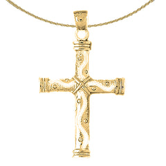 10K, 14K or 18K Gold Roped Cross Pendant