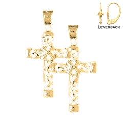 14K or 18K Gold Roped Cross Earrings