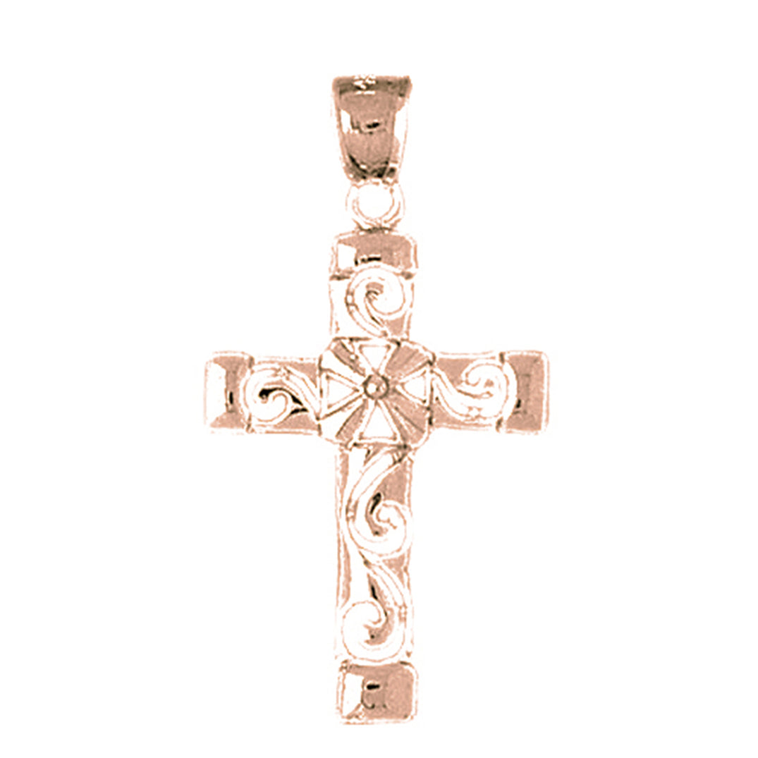 10K, 14K or 18K Gold Roped Cross Pendant