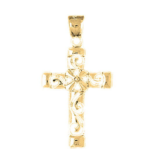 10K, 14K or 18K Gold Roped Cross Pendant