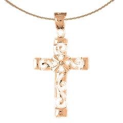 10K, 14K or 18K Gold Roped Cross Pendant