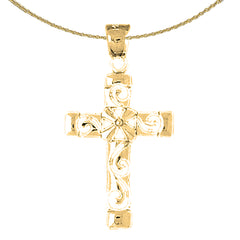 10K, 14K or 18K Gold Roped Cross Pendant