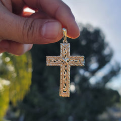 10K, 14K or 18K Gold Roped Cross Pendant