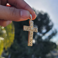 10K, 14K or 18K Gold Roped Cross Pendant