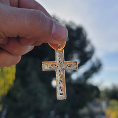 10K, 14K or 18K Gold Roped Cross Pendant