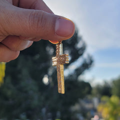 10K, 14K or 18K Gold Roped Cross Pendant