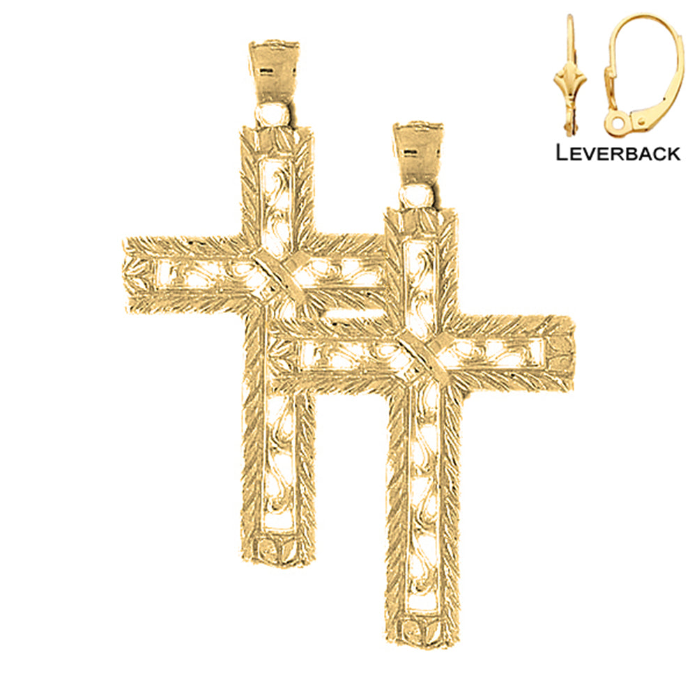 14K or 18K Gold Roped Cross Earrings