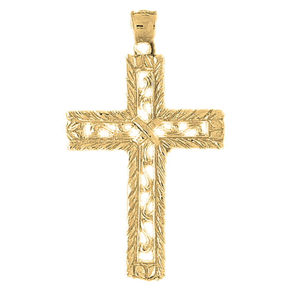 10K, 14K or 18K Gold Roped Cross Pendant