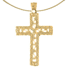 10K, 14K or 18K Gold Roped Cross Pendant