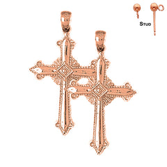 14K or 18K Gold Fleur de Lis Cross Earrings