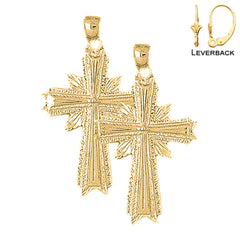 Sterling Silver 42mm Glory Cross Earrings (White or Yellow Gold Plated)