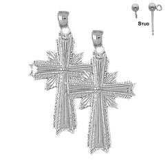 Sterling Silver 42mm Glory Cross Earrings (White or Yellow Gold Plated)