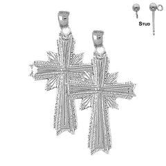 42 mm große Glory Cross-Ohrringe aus Sterlingsilber (weiß- oder gelbvergoldet)