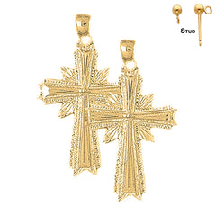 Sterling Silver 42mm Glory Cross Earrings (White or Yellow Gold Plated)