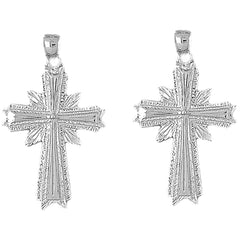 Sterling Silver 42mm Glory Cross Earrings