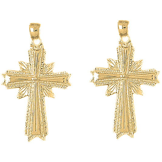 14K or 18K Gold 42mm Glory Cross Earrings