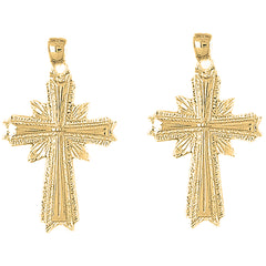 Yellow Gold-plated Silver 42mm Glory Cross Earrings