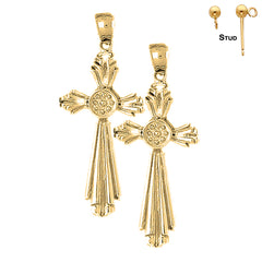 Sterling Silver 57mm Cross Earrings (White or Yellow Gold Plated)