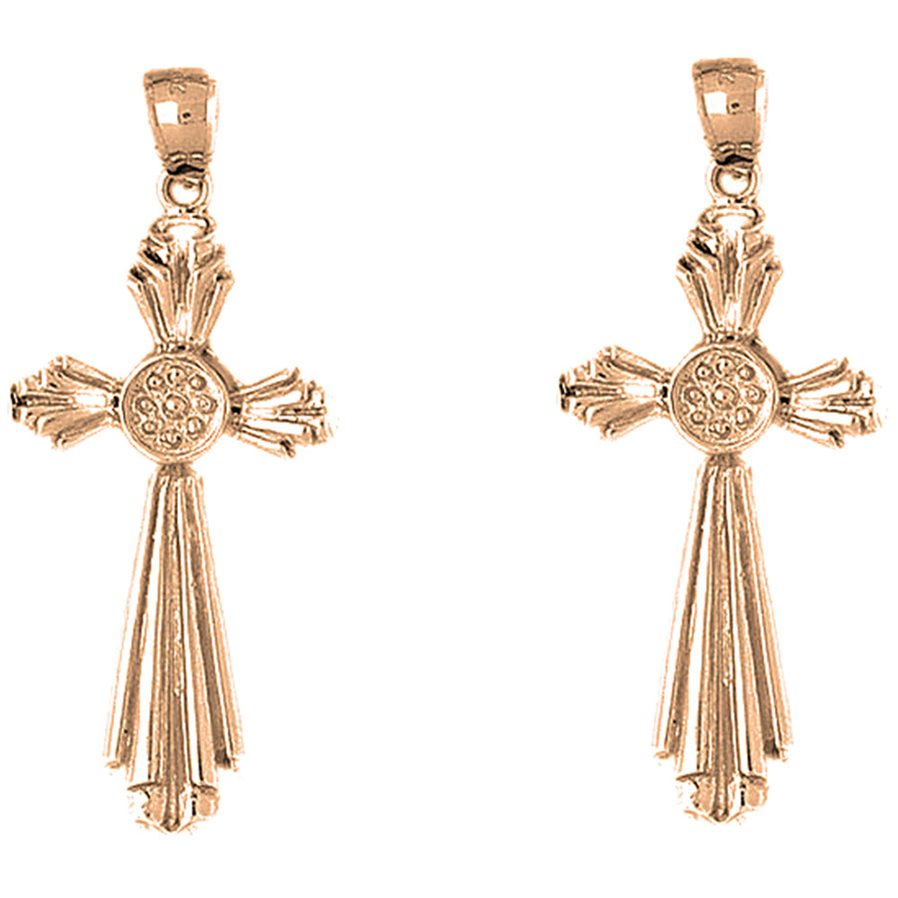 14K or 18K Gold 57mm Cross Earrings