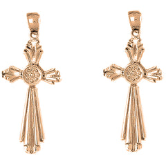 14K or 18K Gold 57mm Cross Earrings