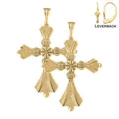 Sterling Silver 50mm Cross Earrings (White or Yellow Gold Plated)