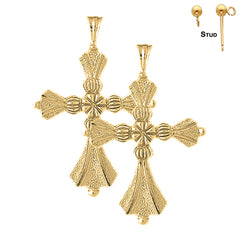 Sterling Silver 50mm Cross Earrings (White or Yellow Gold Plated)