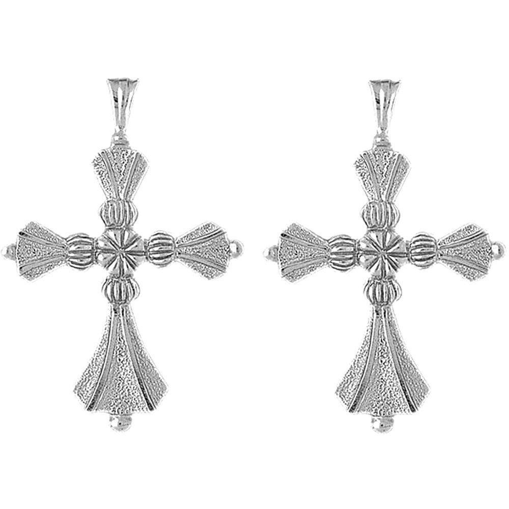 Sterling Silver 50mm Cross Earrings