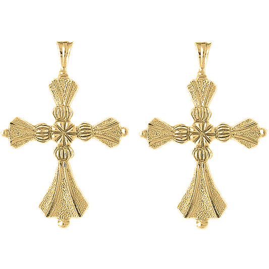 14K or 18K Gold 50mm Cross Earrings