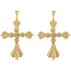Yellow Gold-plated Silver 50mm Cross Earrings