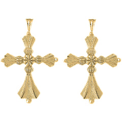 14K or 18K Gold 50mm Cross Earrings