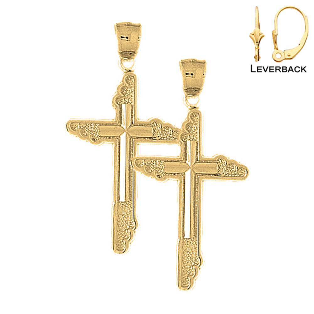 14K or 18K Gold Latin Cross Earrings